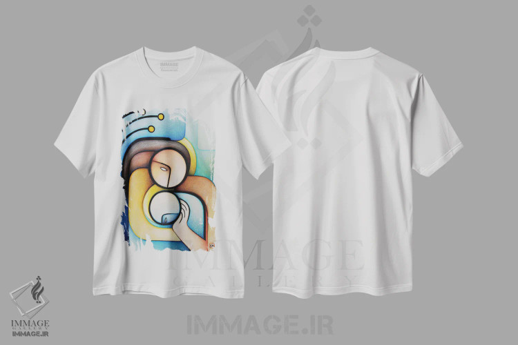 تیشرت سفید طرح دار – تیشرت هنری ,تماس اثر ماسیمو ویتوریوسی فروشگاه ایماژ