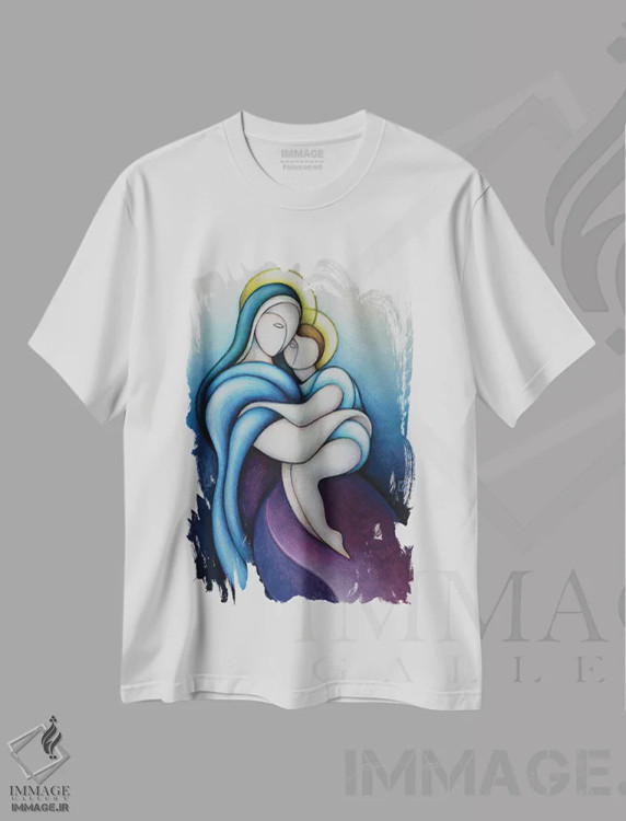 تیشرت سفید طرح دار – تیشرت هنری ,مادر آسمانی اثر ماسیمو ویتوریوسی immage.ir