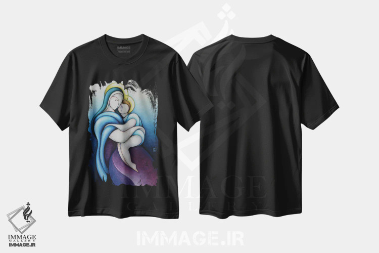 تیشرت مشکی طرح دار – تیشرت هنری ,مادر آسمانی اثر ماسیمو ویتوریوسی فروشگاه ایماژ