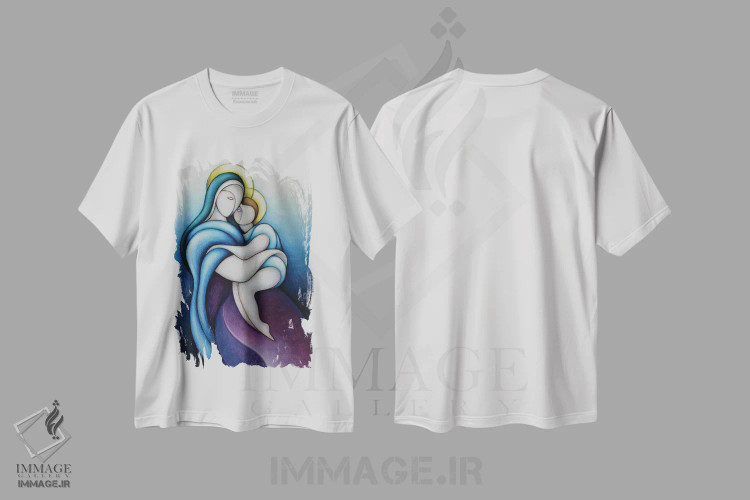 تیشرت سفید طرح دار – تیشرت هنری ,مادر آسمانی اثر ماسیمو ویتوریوسی immage.ir