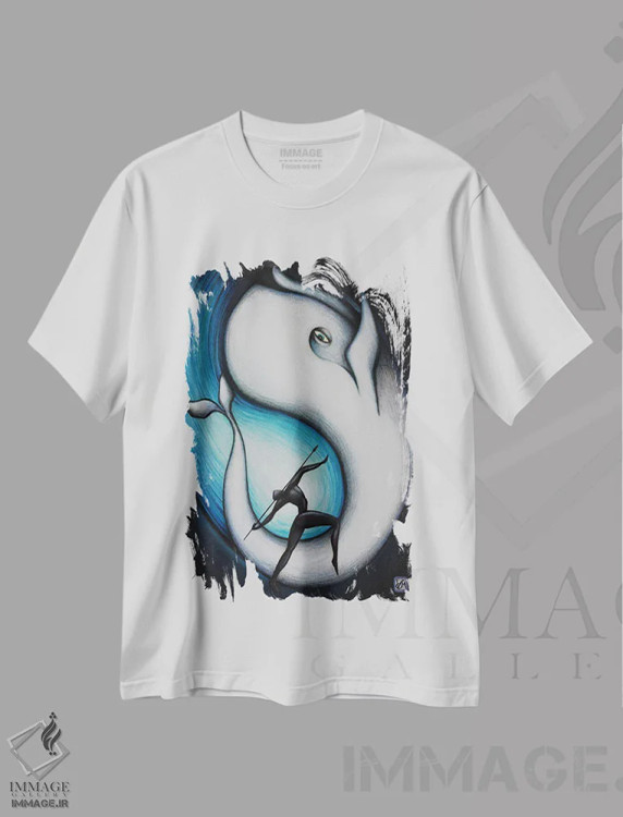 تیشرت سفید طرح دار – تیشرت طبیعت ,شکار در دریا اثر ماسیمو ویتوریوسی فروشگاه ایماژ