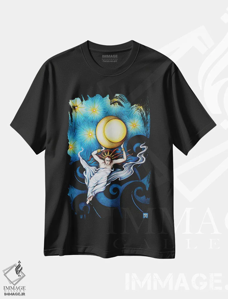 تیشرت مشکی طرح دار – تیشرت هنری ,ملکهٔ شب اثر ماسیمو ویتوریوسی فروشگاه ایماژ