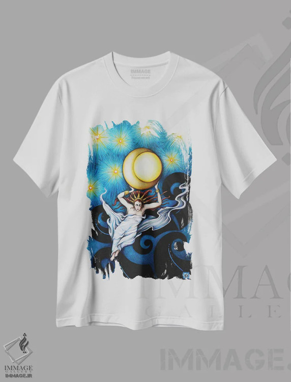 تیشرت سفید طرح دار – تیشرت هنری ,ملکهٔ شب اثر ماسیمو ویتوریوسی immage.ir