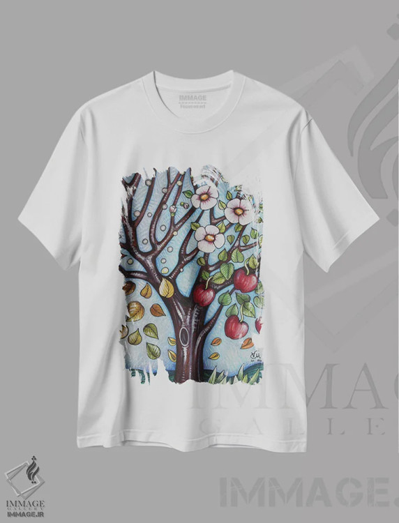تیشرت سفید طرح دار – تیشرت طبیعت ,درخت فصل ها اثر ماسیمو ویتوریوسی فروشگاه ایماژ