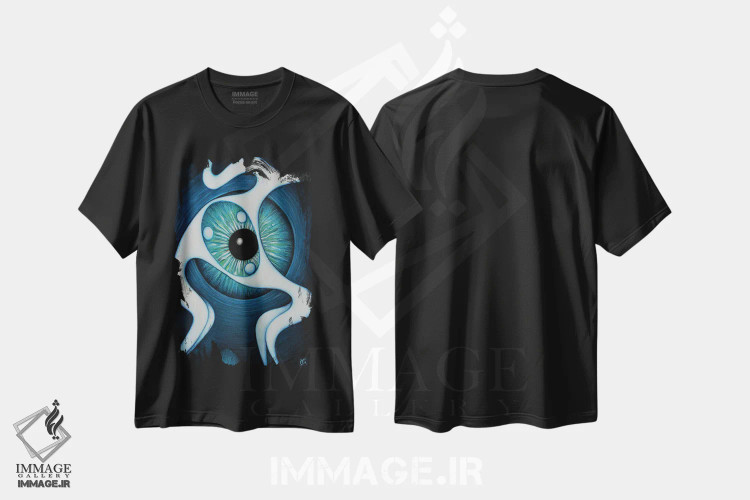 تیشرت مشکی طرح دار – تیشرت هنری ,آینهٔ روح اثر ماسیمو ویتوریوسی immage.ir