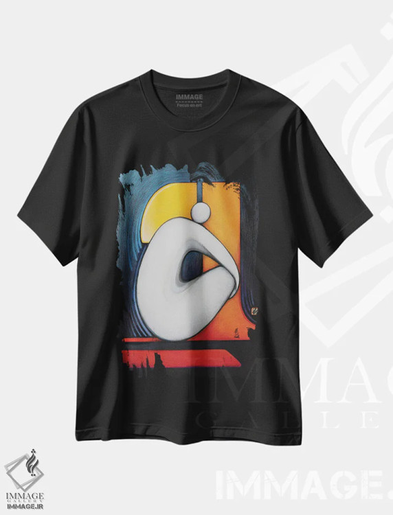 تیشرت مشکی طرح دار – تیشرت هنری ,انتظار اثر ماسیمو ویتوریوسی فروشگاه ایماژ