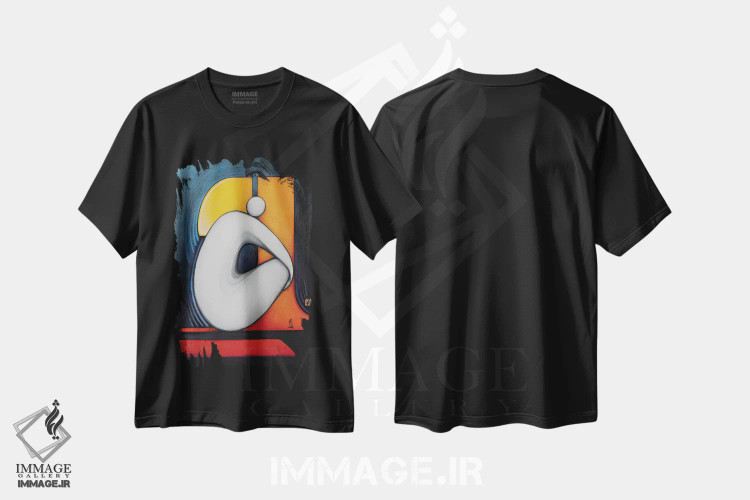 تیشرت مشکی طرح دار – تیشرت هنری ,انتظار اثر ماسیمو ویتوریوسی فروشگاه ایماژ