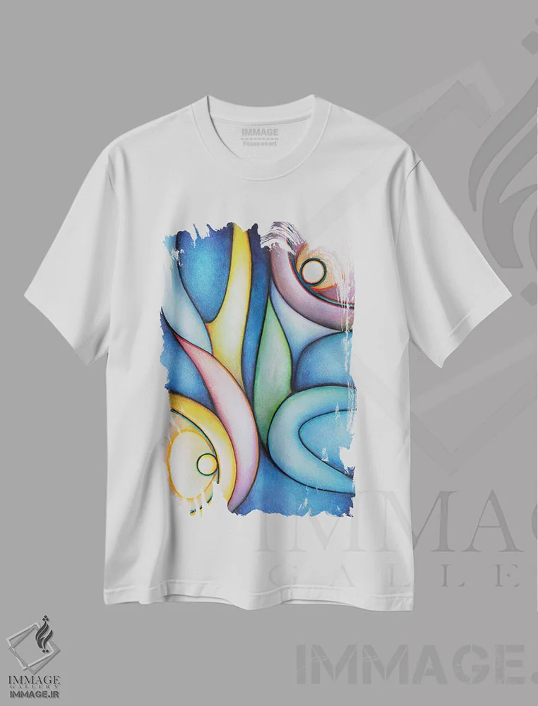 تیشرت سفید طرح دار – تیشرت انتزاعی ,وارونه و بالعکس اثر ماسیمو ویتوریوسی فروشگاه ایماژ