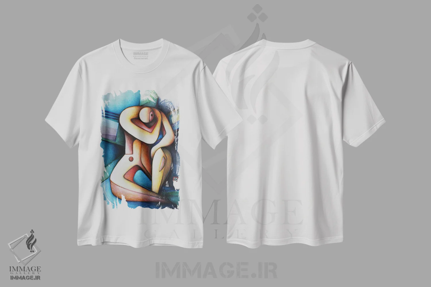 تیشرت سفید طرح دار – تیشرت هنری ,تأملی ارادی اثر ماسیمو ویتوریوسی فروشگاه ایماژ