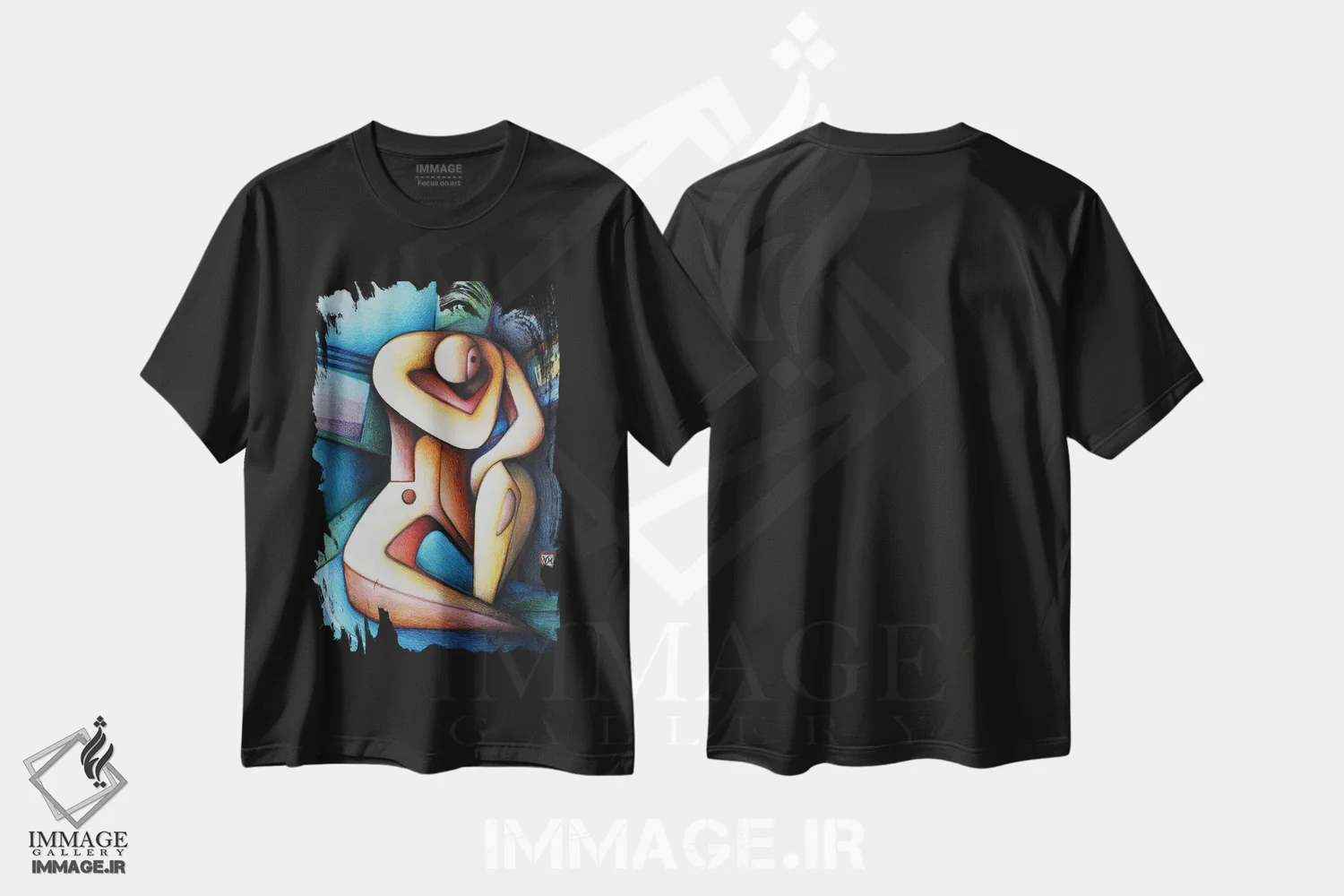 تیشرت مشکی طرح دار – تیشرت هنری ,تأملی ارادی اثر ماسیمو ویتوریوسی immage.ir