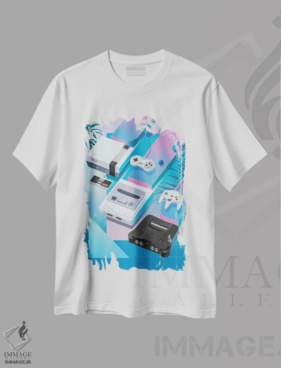 تیشرت سفید طرح دار – تیشرت گیمینگ ,نینتندوی کلاسیک اثر آقای ملویل فروشگاه ایماژ