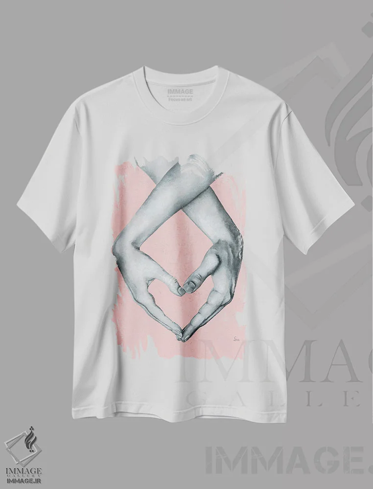تیشرت سفید طرح دار – تیشرت عاشقانه ,تا همیشه با هم اثر مارگاریتا استپانوا immage.ir