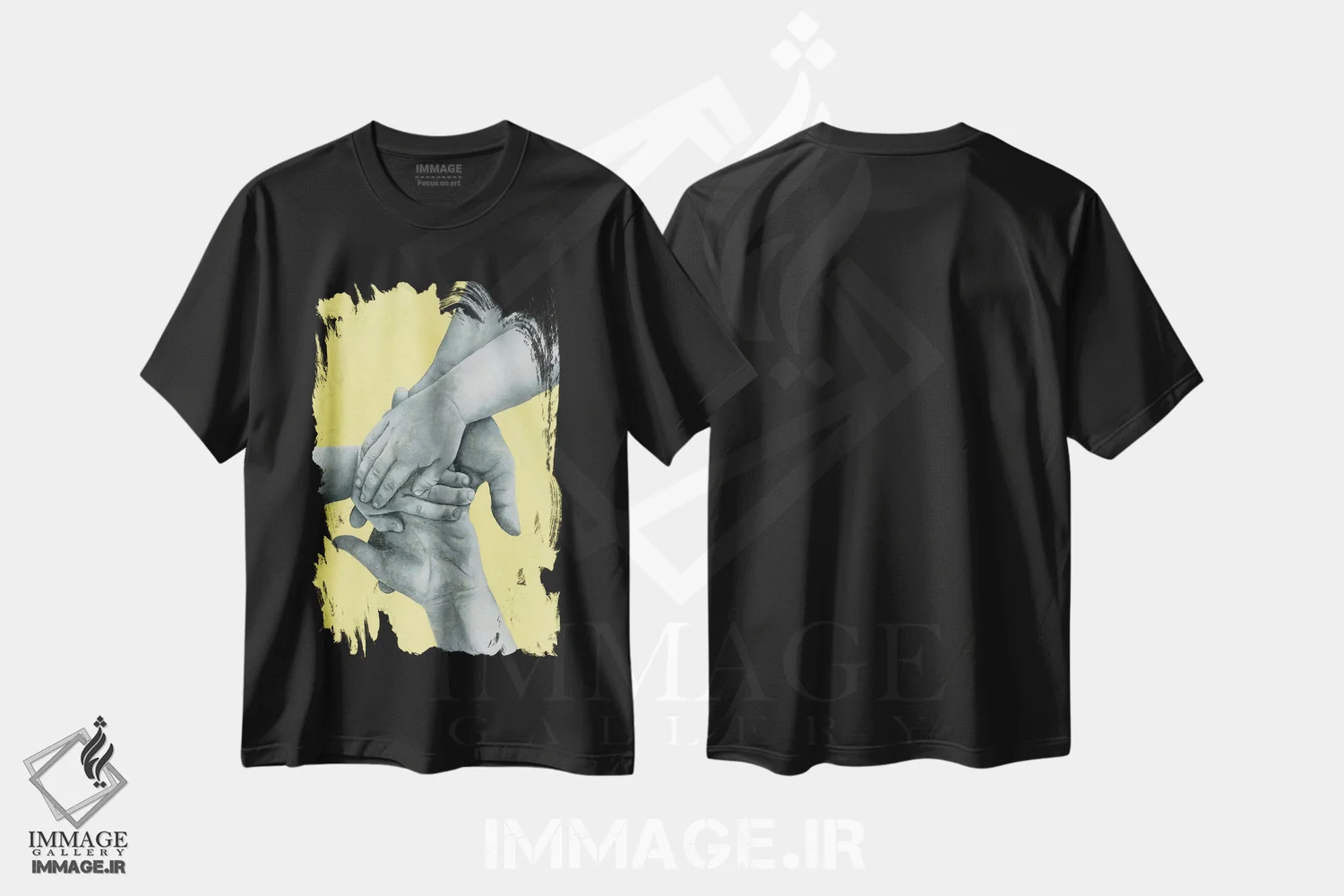تیشرت مشکی طرح دار – تیشرت هنری معناگرا ,در آغوش اتحاد اثر مارگاریتا استپانوا immage.ir
