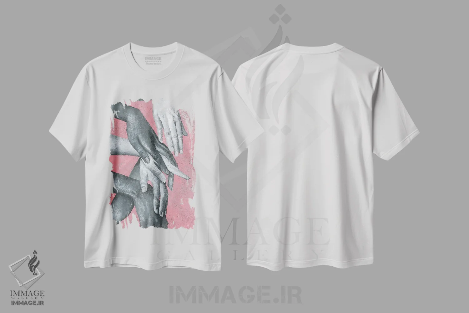 تیشرت سفید طرح دار – تیشرت هنری احساسی ,انقباض پوست به خاطر لمس تو اثر مارگاریتا استپانوا immage.ir