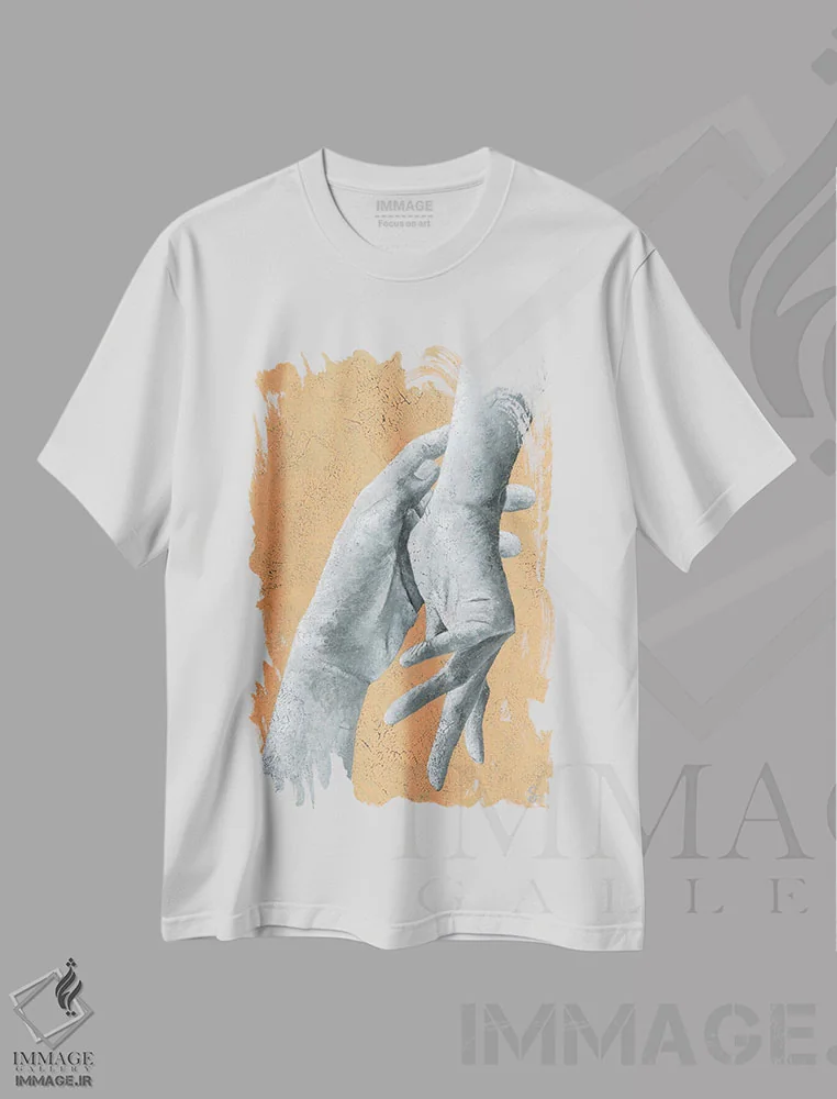 تیشرت سفید طرح دار – تیشرت هنری احساس ,با من بمان اثر مارگاریتا استپانوا immage.ir