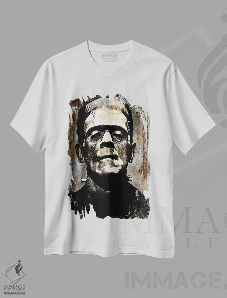 تیشرت سفید طرح دار – تیشرت سینمایی ,فرانکنشتاین I اثر مارتین واگنر فروشگاه ایماژ