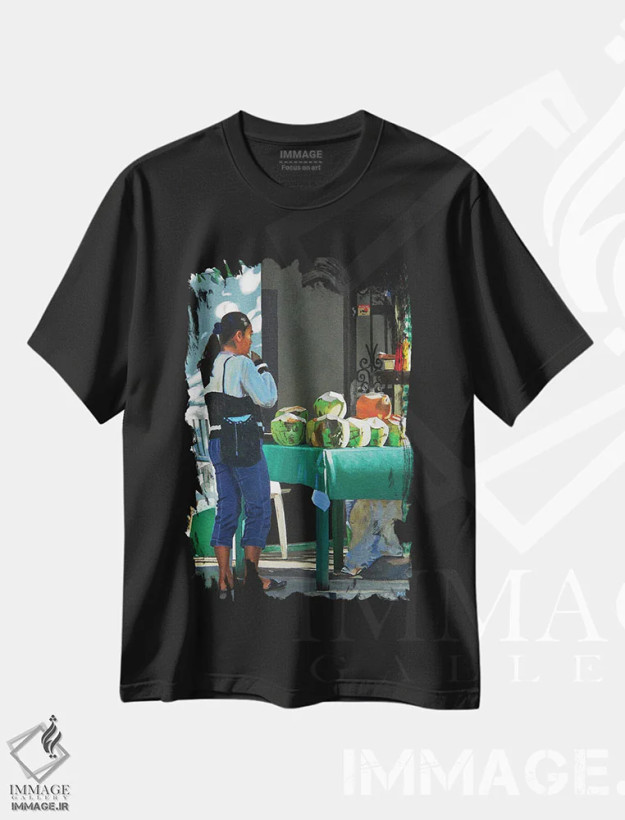 تیشرت مشکی طرح دار – تیشرت طبیعت ,نوشندهٔ نارگیل اثر مایکل وارد فروشگاه ایماژ