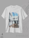 تیشرت سفید طرح دار – تیشرت گرافیکی شهری ,اینجا مردم زندگی می کنند اثر مایکل وارد immage.ir