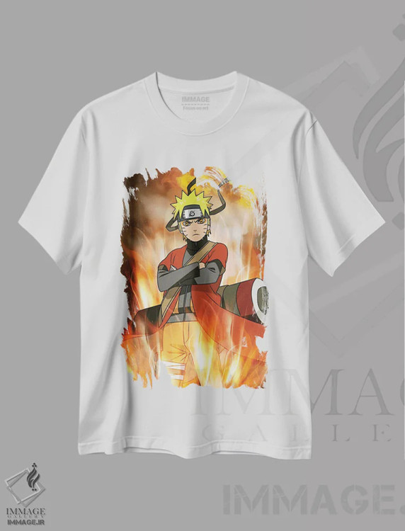 تیشرت سفید طرح دار – تیشرت انیمه ,ناروتو اثر مونیر وانیاک immage.ir
