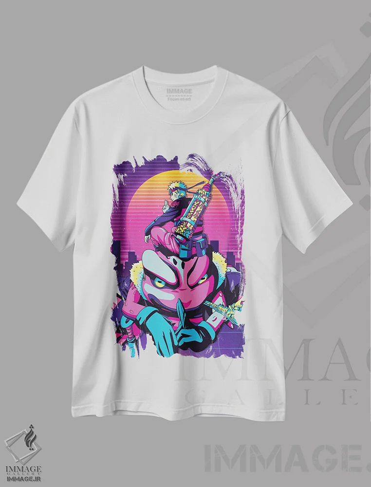 تیشرت سفید طرح دار – تیشرت انیمه ,ناروتو اوزومکی سوم اثر مونیر وانیاک immage.ir