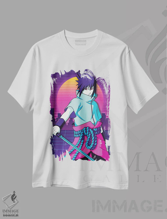 تیشرت سفید طرح دار – تیشرت انیمه ,ساسکه ناروتو اثر مونیر وانیاک immage.ir