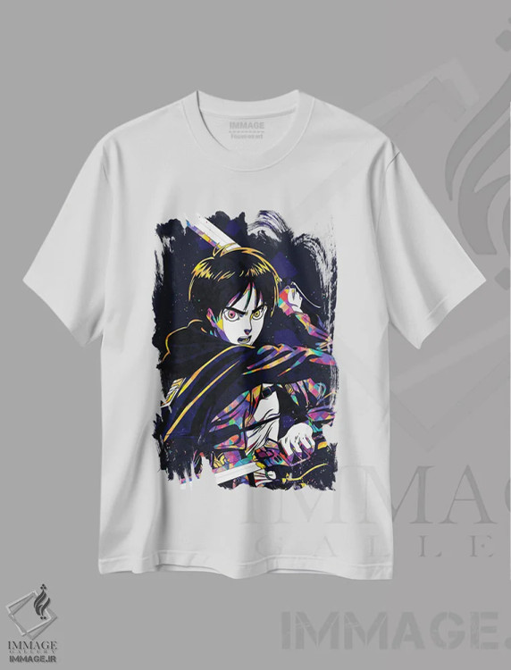 تیشرت سفید طرح دار – تیشرت گیمینگ ,اتک آن تایتان - ارن چهارم اثر مونیر وانیاک فروشگاه ایماژ