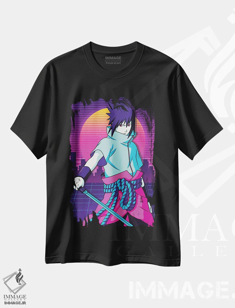 تیشرت مشکی طرح دار – تیشرت انیمه ,ساسکه ناروتو اثر مونیر وانیاک فروشگاه ایماژ