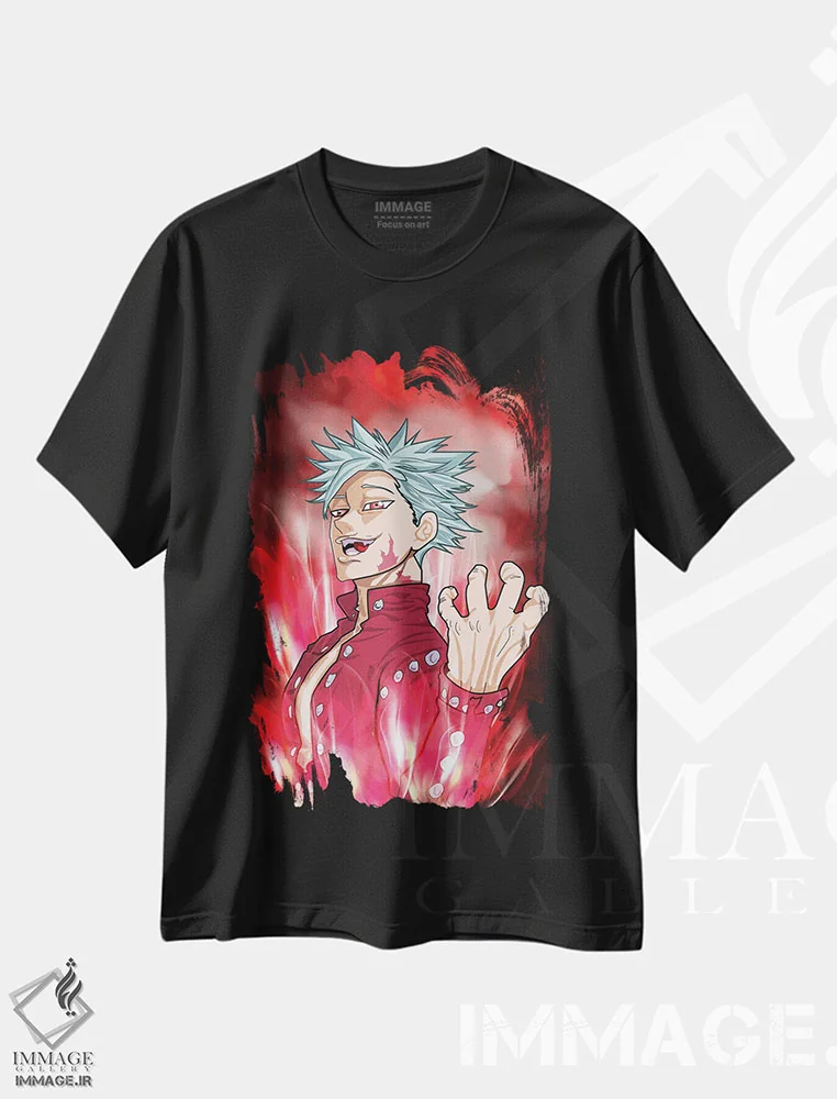 تیشرت مشکی طرح دار – تیشرت انیمه ,بن اثر مونیر وانیاک immage.ir