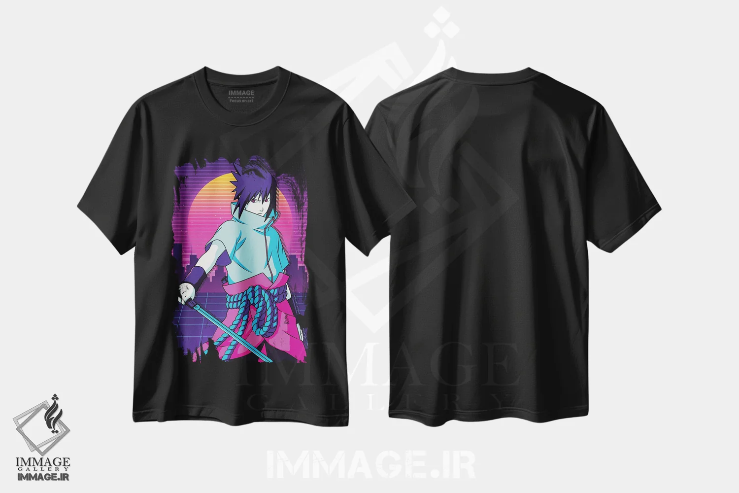 تیشرت مشکی طرح دار – تیشرت انیمه ,ساسکه ناروتو اثر مونیر وانیاک فروشگاه ایماژ