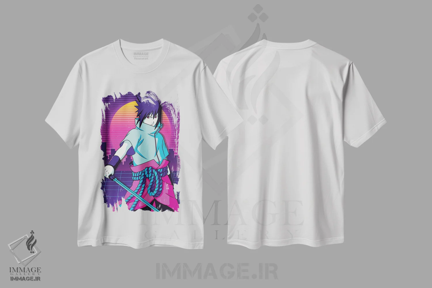 تیشرت سفید طرح دار – تیشرت انیمه ,ساسکه ناروتو اثر مونیر وانیاک immage.ir
