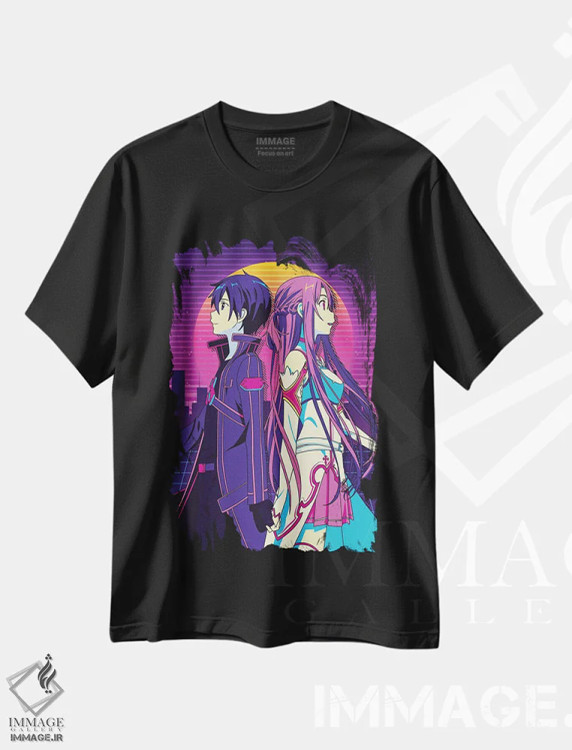 تیشرت مشکی طرح دار – تیشرت گیمینگ ,هنر شمشیرزنی آنلاین اثر مونیر وانیاک immage.ir