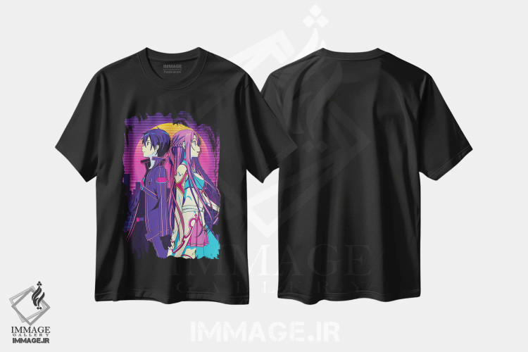 تیشرت مشکی طرح دار – تیشرت گیمینگ ,هنر شمشیرزنی آنلاین اثر مونیر وانیاک immage.ir
