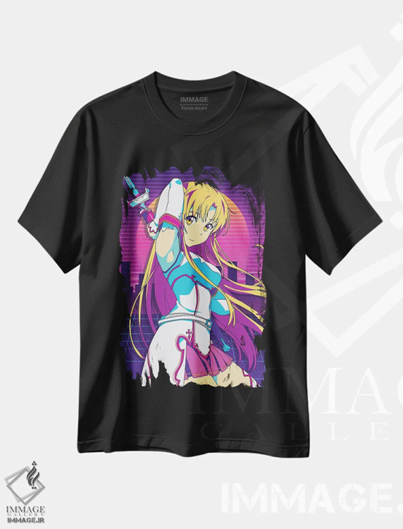 تیشرت مشکی طرح دار – تیشرت گیمینگ ,هنر شمشیرزنی آنلاین دو اثر مونیر وانیاک فروشگاه ایماژ