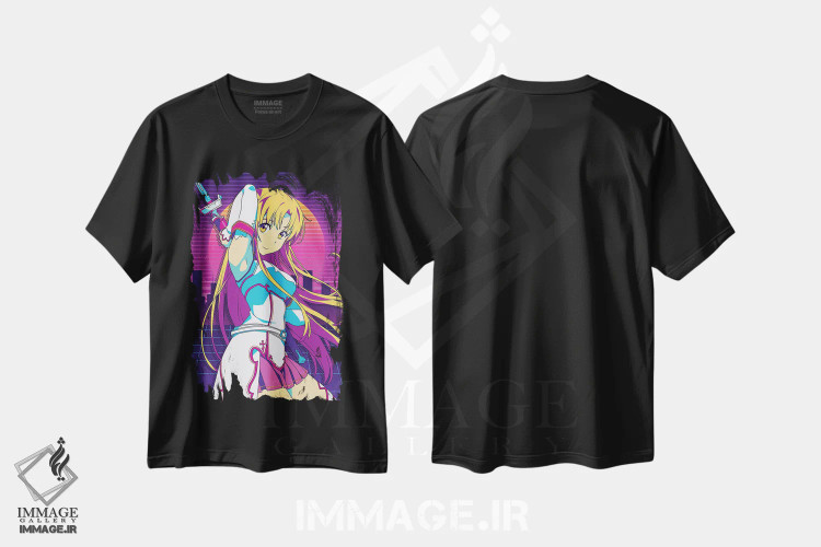تیشرت مشکی طرح دار – تیشرت گیمینگ ,هنر شمشیرزنی آنلاین دو اثر مونیر وانیاک فروشگاه ایماژ