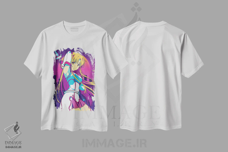 تیشرت سفید طرح دار – تیشرت گیمینگ ,هنر شمشیرزنی آنلاین دو اثر مونیر وانیاک immage.ir