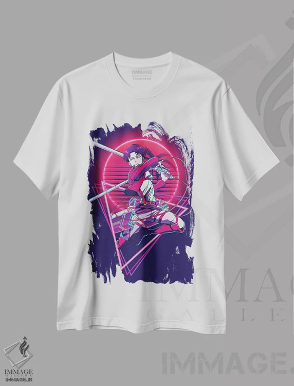 تیشرت سفید طرح دار – تیشرت نئون ,حمله به تایتان اثر مونیر وانیاک فروشگاه ایماژ