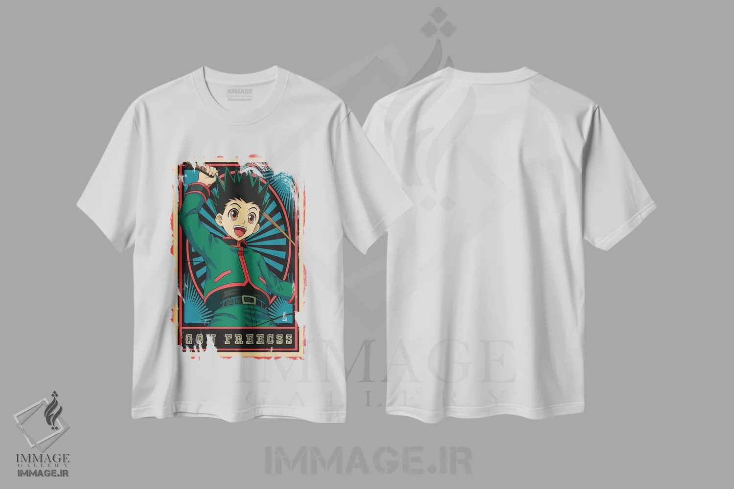 تیشرت سفید طرح دار – تیشرت انیمه ,هانتر ایکس هانتر اثر مونیر وانیاک immage.ir