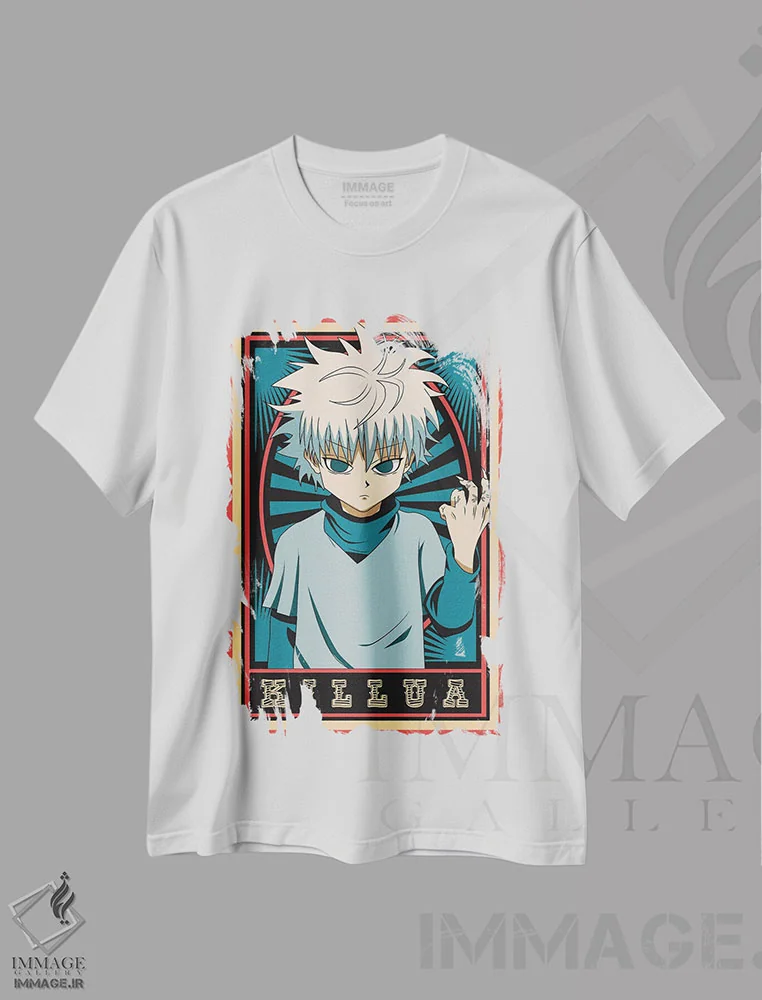 تیشرت سفید طرح دار – تیشرت انیمه ,هانتر ایکس هانتر اثر مونیر وانیاک فروشگاه ایماژ