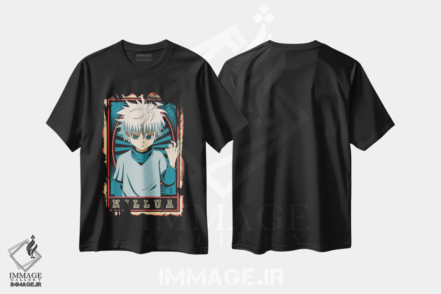 تیشرت مشکی طرح دار – تیشرت انیمه ,هانتر ایکس هانتر اثر مونیر وانیاک immage.ir