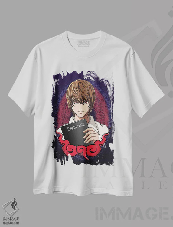 تیشرت سفید طرح دار – تیشرت انیمه ,لایت یاگامی اثر مونیر وانیاک immage.ir