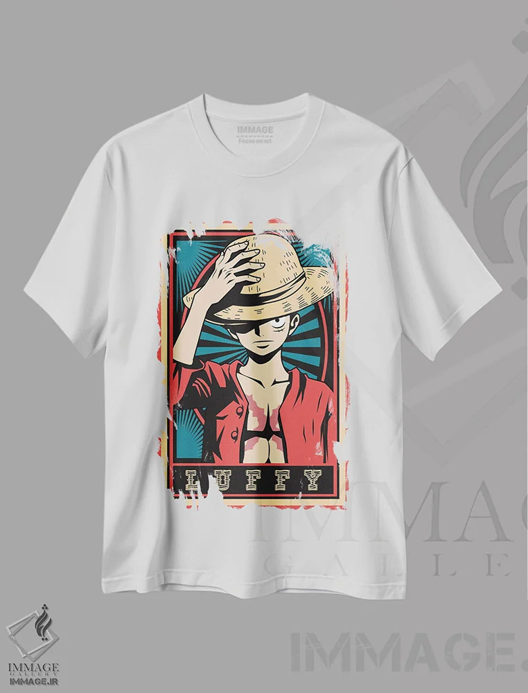 تیشرت سفید طرح دار – تیشرت انیمه ,وان پیس اثر مونیر وانیاک immage.ir