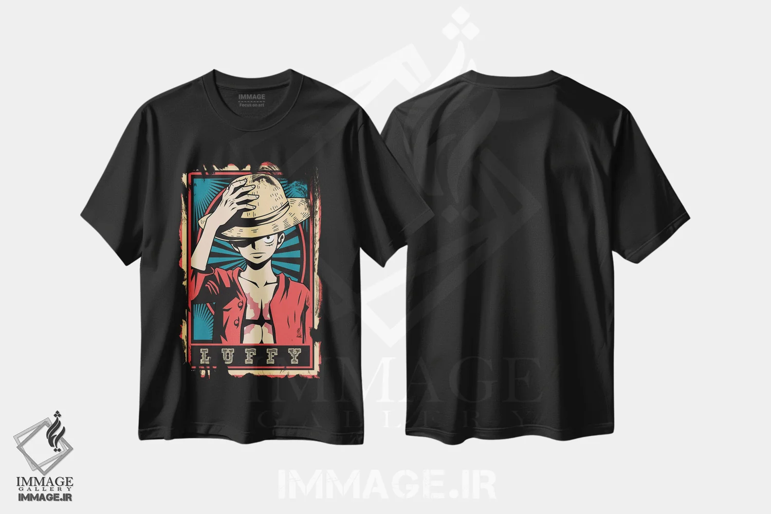 تیشرت مشکی طرح دار – تیشرت انیمه ,وان پیس اثر مونیر وانیاک فروشگاه ایماژ