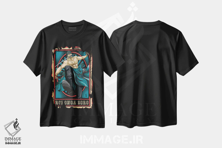تیشرت مشکی طرح دار – تیشرت انیمه ,وان پیس اثر مونیر وانیاک فروشگاه ایماژ