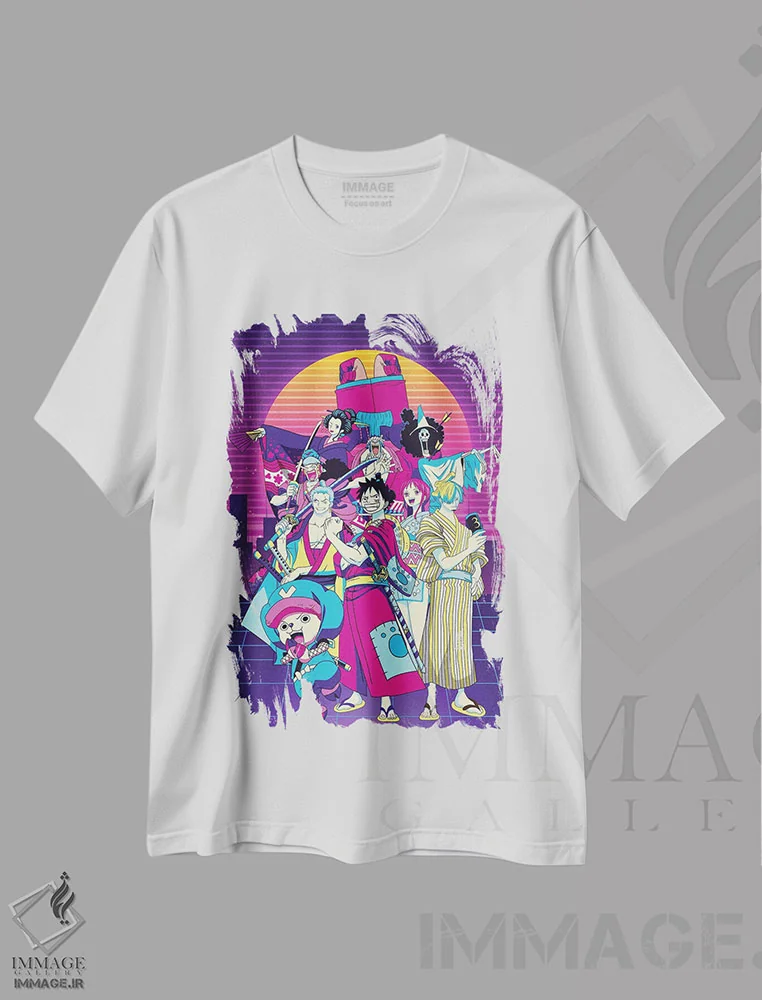 تیشرت سفید طرح دار – تیشرت انیمه ,وان پیس اثر مونیر وانیاک immage.ir