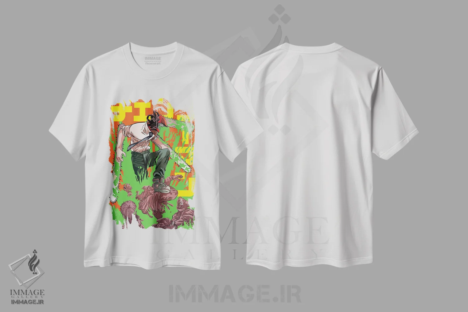 تیشرت سفید طرح دار – تیشرت انیمه ,چینساو من اثر مونیر وانیاک فروشگاه ایماژ