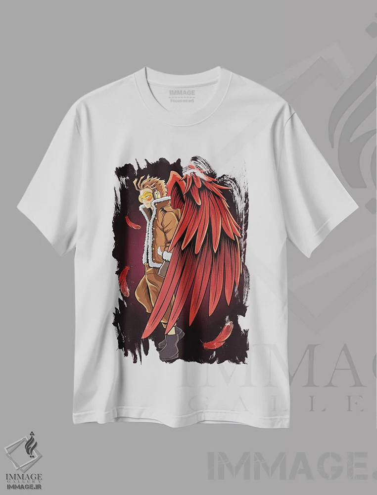 تیشرت سفید طرح دار – تیشرت انیمه ,مدرسه قهرمان من اثر مونیر وانیاک immage.ir