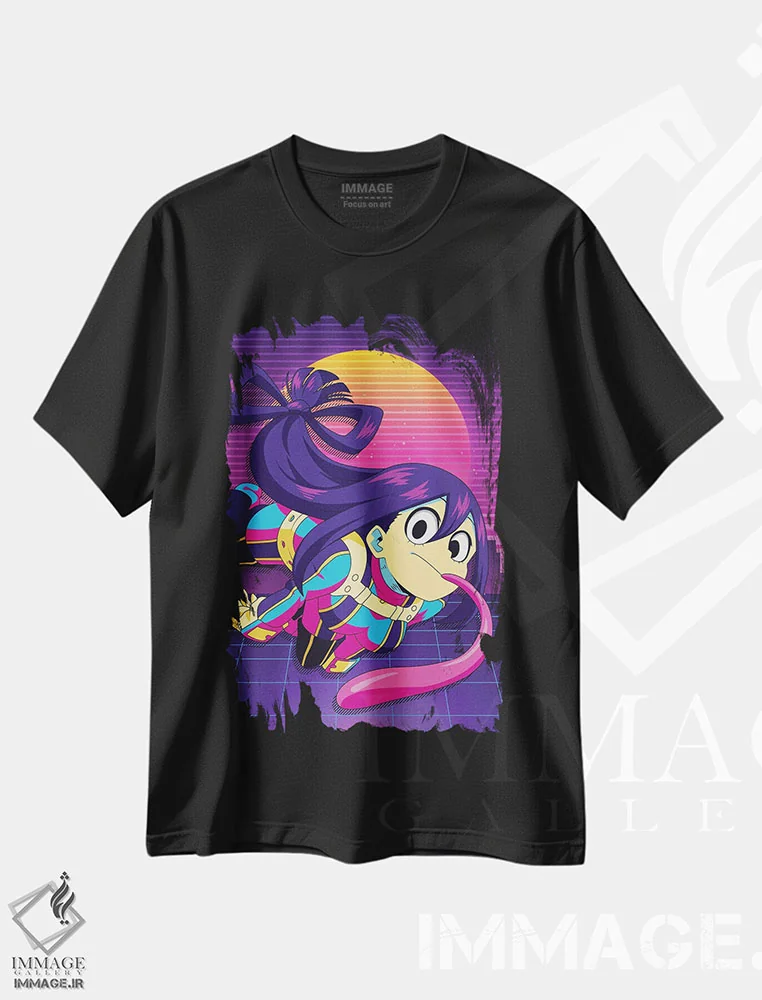 تیشرت مشکی طرح دار – تیشرت انیمه ,مدرسه قهرمان من اثر مونیر وانیاک فروشگاه ایماژ