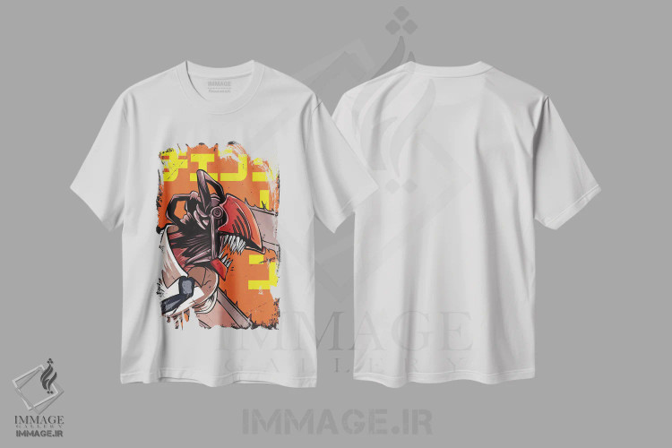 تیشرت سفید طرح دار – تیشرت انیمه ,چینساو من اثر مونیر وانیاک فروشگاه ایماژ