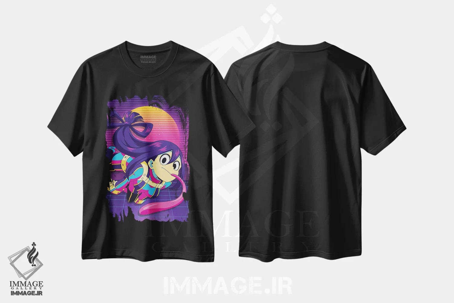 تیشرت مشکی طرح دار – تیشرت انیمه ,مدرسه قهرمان من اثر مونیر وانیاک فروشگاه ایماژ
