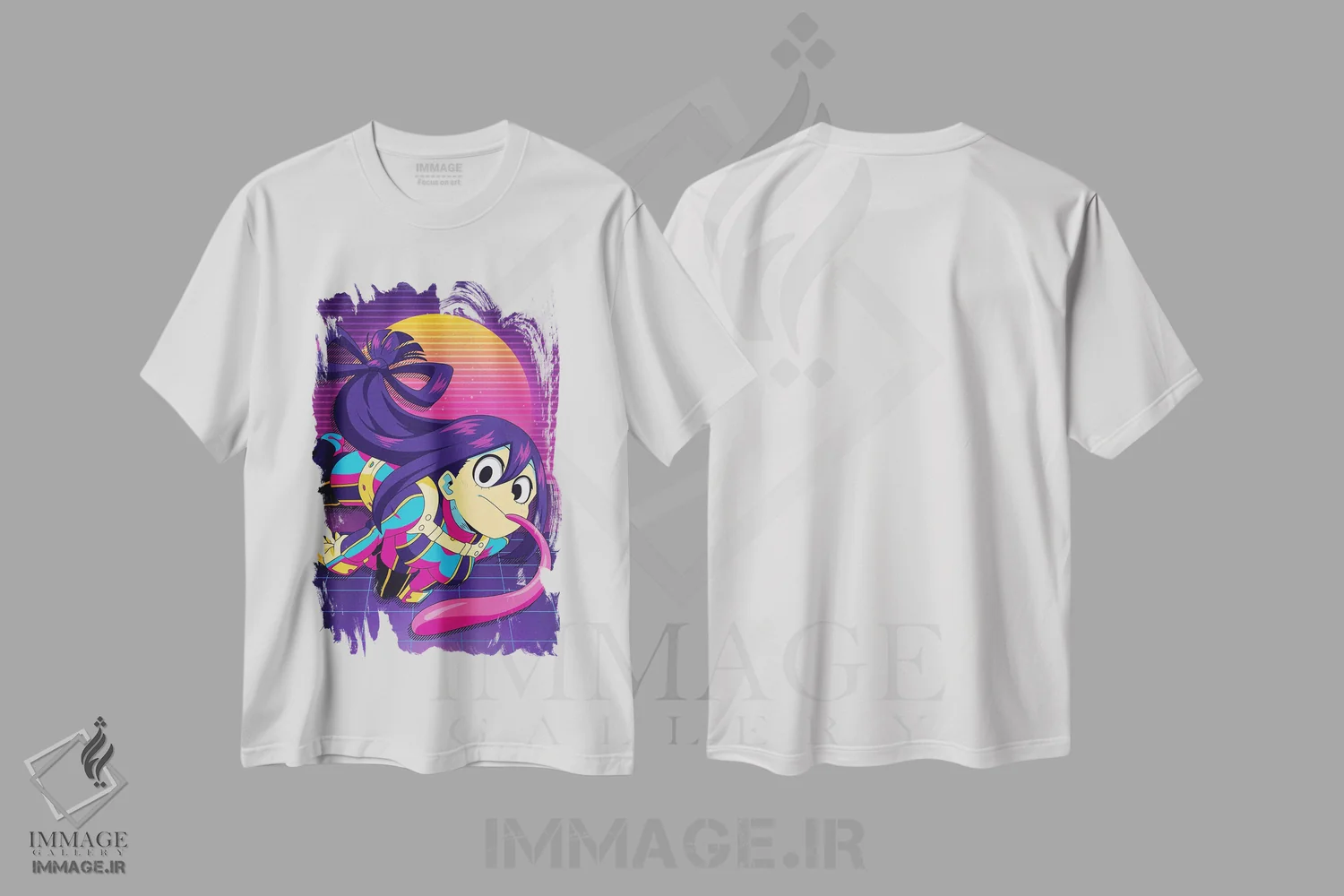 تیشرت سفید طرح دار – تیشرت انیمه ,مدرسه قهرمان من اثر مونیر وانیاک immage.ir